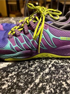 Merrell Women's Purple Teal Running Shoes with Yellow Laces